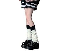 ZYSWCHB Y2k Leg Warmers Kawaii Gothic Socks Set Japanese Leg Warmers JK Socks Set Stockings Winter Warm (Color : White4, Size : One Size(40cm))