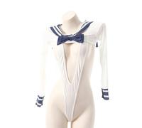 ZYTC Lencería sexy para mujer, pajarita, mini uniforme marinero, camisa kawaii, traje de juego de rol de anime (azul)