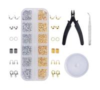 Zythrem 1200 Piezas Cierres Pulseras, Anillos De Salto, Gancho Langosta, Accesorios de Fabricación de Joyas Para Principiantes de Bricolaje con Alicates, Kit de Creación de Pulseras, Oro y Plata
