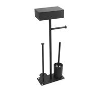 Zythrem Soporte para papel higiénico de acero inoxidable con escobilla de baño de acero inoxidable con cepillo de WC para toallas húmedas de pie (negro)