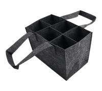 ZythrXLate Bolsa de almacenamiento de fieltro para vino, 6 rejillas, para cumpleaños, picnic, 1 unidad, viaje, botella de 25 x 18 x 16 cm, funda de camping para boda, picnic, fiesta, gris, Talla única