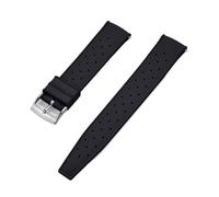 ZythrXLate Correa de reloj de caucho FKM tropical de 18 mm, 20 mm, 22 mm y 24 mm for buceo, pulsera impermeables con cierre para Relojes, Pulseras(FKM-Black SR,24mm)