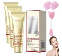 Zytuuob Crema de colágeno dorado, 50g Crema de colágeno dorado de Corea, crema antiarrugas para reafirmar la piel del rostro, hidratación profunda prolongada para una firmeza mejorada (3PCS)