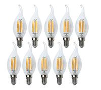 ZYUJIA 10 Paquetes de Bombilla de Vela LED E14 de 6W(Equivalente a 60W) Bombilla de Filamento LED C35 No Regulable de 600LM,Lámpara de Candelabro de Ahorro de Energía Blanco Cálido de 2700K