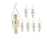 ZYUJIA E14 Bombillas LED Candelabros de Tornillo Pequeño de 10W Bombillas LED No Regulables Blanco Cálido 3000K Candelabro Bombillas(Equivalente a 90W) 6 Paquetes