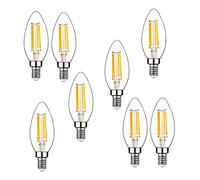 ZYUJIA E14 Bombillas LED Tipo Vela,C35 Candelabro de Tornillo Pequeño Bombillas LED No Regulable Blanco Cálido 2700K Bombilla de Filamento de 6W(Equivalente a 60W)8 Paquetes