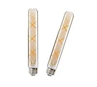 ZYUJIA E27 T30-225mm LED Edison Bombillas de Filamento Vintage 6W (Equivalente a Bombilla Halógena de 50W) 500LM Blanco Cálido 2700K No Regulable E27 Lámpara de Tubo Retro de Vidrio Ámbar, 2 Paquetes