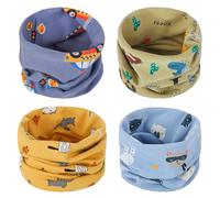 ZYUPHY Bufanda Niños Pañuelo Cuello Bufanda de Algodón Calentador de Cuello Otoño Invierno Multipropósito A Prueba De Viento Cálido para Niños y Niñas, 4 Piezas
