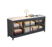 ZYWMZJ Armario despensa de Cocina con encimera de Piedra, Armario de Almacenamiento de pie con Puertas correderas, aparador de Varios Niveles para Platos y tarros de Especias(70cm)