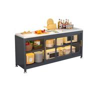 ZYWMZJ Armario Estantería Multinivel con Tapa De Piedra, Aparador con Puertas Correderas para Comedor Y Salón, Mueble De Almacenamiento Autoportante para Cocina(70cm)