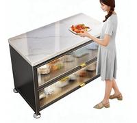 ZYWMZJ Buffet Independiente con Estantes Ajustables, Soporte Microondas Antipolvo de 3 Niveles para Cocina Comedor Entrada(64cm)