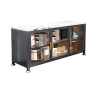 ZYWMZJ Gabinete de Cocina con Efecto Piedra, Soporte Microondas y Sideboard, Alacena Independiente con Estantes Ajustables, Unidad de Vajilla Multinivel para Comedor(100)
