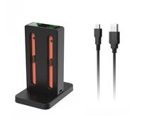 ZYWUOY Base de carga dual para controladores Switch 2, material ABS con indicadores LED y alerta de audio, soporte negro compacto para asas izquierda y derecha