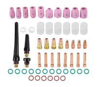 ZYWUOY Kit de accesorios de antorcha de soldadura TIG de 49 piezas para WP-17/18/26, incluye copas de vidrio de lente de gas #10, boquillas y pinzas de alúmina, juntas tóricas de alta temperatura y