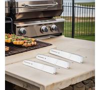 ZYWUOY Placas de calefacción de acero inoxidable (paquete de 3), escudo térmico ajustable para parrillas de gas compatibles con LANDMANN Char-Broil Weber, distribución uniforme del calor y prevención