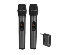 ZYWUOY Sistema de micrófono inalámbrico de doble canal, reducción de ruido de 2.4 GHz con pantalla HD para karaoke, iglesia, ABS negro