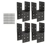 ZYWUOY Tapas de acero resistentes para postes de madera, paquete de 4 soportes de columna negros para postes de madera de 4 x 4, accesorios para cenador de valla de cubierta al aire libre