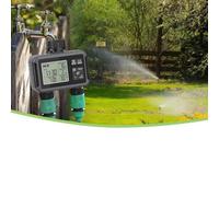 ZYWUOY Temporizador de riego de jardín de doble zona, computadora de riego de 2 salidas, retardo de lluvia programable, IPX5 impermeable, controlador automático de grifo de manguera para césped