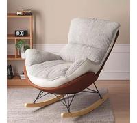 ZYWWW Mecedora cómoda mecedora moderna para interiores, silla de salón tapizada con cojín grueso para relajarse, leer siestas, sala de estar, color marrón + beige/tamaño