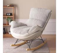 ZYWWW Mecedora cómoda mecedora para interiores, moderna, tapizada con cojín grueso para relajarse, leer siestas, sala de estar, color beige/tamaño
