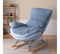ZYWWW Mecedora cómoda mecedora para interiores, moderna, tapizada con cojín grueso para relajarse, leer siestas, sala de estar, color azul/tamaño