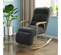 ZYWWW Mecedora Mid-Century Moderna Mecedora para el Hogar Sala de Estar Dormitorio Tumbona Tumbona de Metal Tuffting, Sillón de Cuerpo Completo para Salón (Color: Gris Oscuro, Tamaño: 86 x 56 x 94 cm)