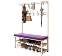ZYWWW Perchero barra perchero 4 en 1 con zapatero, ganchos y banco, estructura de metal, organizador de zapatos para ropa y sombreros para pasillo entrada/60 x 33 x 172C