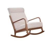 ZYWWW Silla mecedora Cojín extraíble Marco de madera de goma Sillón reclinable relajante para sala de estar, patio y terraza