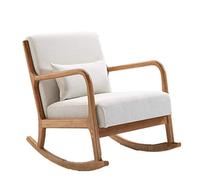 ZYWWW Silla mecedora Cómoda Relax Silla mecedora Silla de mecedora con cojín de tela de algodón crema El asiento de la casa es informal y cómodo