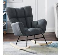 ZYWWW Silla mecedora de 29,5"* 21,6" 32,2" Silla mecedora acolchada de metal Moderna con respaldo alto, silla mecedora individual para balcón individual (color gris oscuro, tamaño: 75