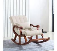 ZYWWW Silla mecedora de madera maciza para adulto, sillón reclinable de ocio de tela, silla de escapada de salón perezoso para sala de estar, dormitorio de madera dura moderna