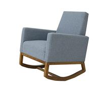 ZYWWW Silla mecedora Moderna Silla mecedora Silla mecedora, Silla mecedora de Tela acolchada Moderna de Mediados de siglo, con Cojín acolchado grueso, Madera Duro de Salón Tapizado
