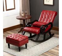 ZYWWW Sillón basculante reclinable de piel, sillón moderno ergonómico reclinable, mecedora perezosa simple, acolchado para el salón de la habitación (color: rojo, tamaño: 1