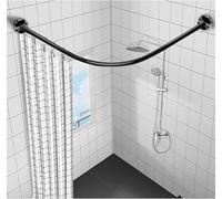 Barra Cortina Ducha en Forma de L, Barra de Cortina de Ducha Curvada de 304 Acero Inoxidable,Barra Cortina Ducha Sin Taladrar, Barras de Cortina Bañera Esquina70 to 95cm x 90 to 130cm