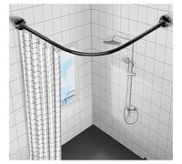 Barra Cortina Ducha en Forma de L, Barra de Cortina de Ducha Curvada de 304 Acero Inoxidable,Barra Cortina Ducha Sin Taladrar, Barras de Cortina Bañera Esquina70 to 95cm x 70 to 95cm