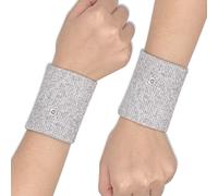 Zyxdk Conductivo Fibra de Plata Muñequera con Cables Adaptadores, Masaje de Electrodos Pulsera Aliviar el Dolor de Muñeca para Máquina TENS/EMS para Fisioterapia, 2 Pares (Color : Grey)