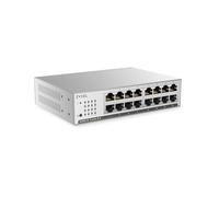 Zyxel Conmutador de Red de 16 Puertos | Switch Gigabit no administrado Plus | 16 Puertos GbE | VLAN | Prevención de Bucle | Montaje en Escritorio, Pared o Rack | GS1100-16