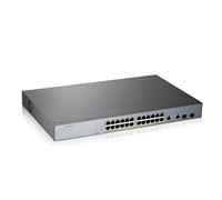 Conmutador gestionado inteligente Zyxel GS1350-26HP 24x Gigabit Ethernet (24x PoE+ máx. 375 vatios), 2x GbE/SFP, Long Range, incl. 1 año Nebula Pro