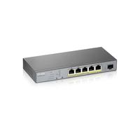 Zyxel Switch PoE gestionado GS1350-6HP, 6 puertos, largo alcance, 60W, 802.3bt, 1 año NCC Pro