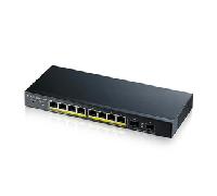 ZYXEL GS1900-10HP 8-PORT GBE L2 POE SMART SWITCH 2 SFP SLOTS 802.3AT DESKTOP FANLESS 70 WATT GS1900-10HP-EU0102F