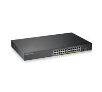 Zyxel Conmutador Gigabit PoE de 24 Puertos | Gestión Inteligente | Montaje en Rack | 24 Puertos PoE+ con presupuesto de 170 vatios y 2 Puertos SFP | VLAN, IGMP, QoS [GS1900 - 24HP]