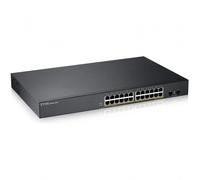 Zyxel Switch PoE Gigabit de 24 puertos | Gestión inteligente | Montaje en rack | 24 puertos PoE+ con presupuesto de 170 vatios y 2 puertos SFP | VLAN, IGMP, QoS | Garantía de por vida [GS1900-24HP]
