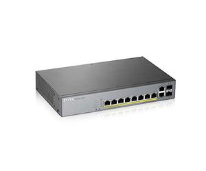 Zyxel Interruptor PoE+ Inteligente Gigabit gestionado de 8 Puertos | Presupuesto de 130 W | 2 Puertos de Cobre Gigabit + 2 SFP | Gestión de la Nube de Nebulosa | Largo Alcance [GS1350-12HP]