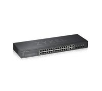 Zyxel Switch administrado inteligente Gigabit Ethernet de 24 puertos - Diseño sin ventilador con 4 puertos combinados Gigabit y modo de nube híbrida, enchufe británico [GS1920-24v2]