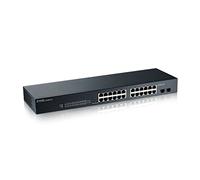 Zyxel Switch Gigabit de 24 Puertos | Gestión Inteligente | Montaje en Rack y sin Ventilador | VLAN, IGMP, QoS | Garantía de por Vida [GS1900-24]