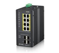 Zyxel Switch Industrial Gestionado RGS200-12P - 12 Puertos PoE, 8 LAN + 4 SFP, 240W, Montaje DIN Rail, VLAN, QoS