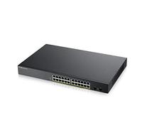 Zyxel Switch PoE Gigabit de 24 puertos | Gestión inteligente | Montaje en rack | 24 puertos PoE+ con presupuesto de 170 vatios y 2 puertos SFP | VLAN, IGMP, QoS | Garantía de por vida [GS1900-24HP]