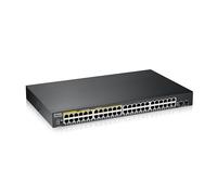 Zyxel Switch PoE Gigabit de 48 puertos | Gestión inteligente | Montaje en rack | 48 puertos PoE+ con presupuesto de 170 vatios y 2 puertos SFP | VLAN, IGMP, QoS| Garantía de por vida [GS1900-48HP]