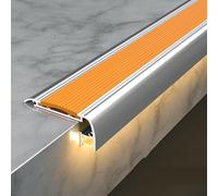 ZYXQQJ Borde De Escalera De Aleación De Aluminio, Tira Antideslizante con Ranura para Luz LED, Moldura De Borde De Escalón para Cine Hotel Hogar Escuela(Orange)