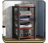 ZYXQQJ Estante Amplificador HiFi para Cine En Casa Soporte Multimedia Móvil Soporte para Reproductor De CD Gabinete Estéreo De Torre De Audio De Pie(Teak,5 Tier)